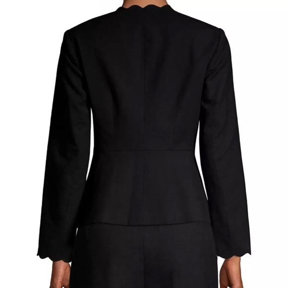 Rebecca Taylor Size 6 Black Textured Crop Open Front Blazer Size 6 - Picture 2 of 10